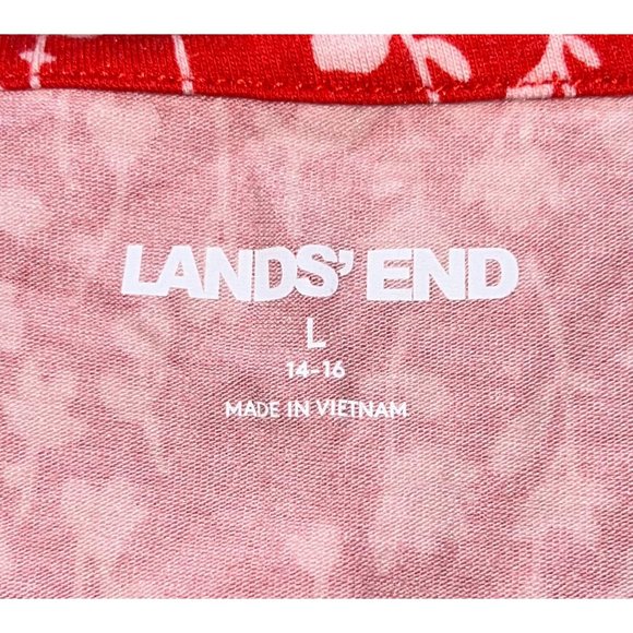 Lands’ End Women’s Red Orange Boho V-Neck Floral Blouse Shirt Top Size L - Picture 4 of 5